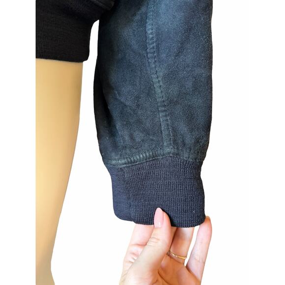 Bally Reversible Blue Suede Leather Bomber Jacket Vintage Sz 46 - Picture 7 of 16